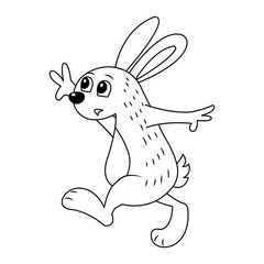 Fototapeta na wymiar The Foolish Rabbit Vector Cartoon Colorless