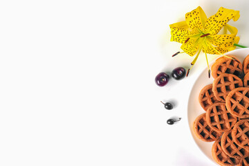 sugar cookies round close - up on a white background