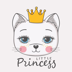 Princess. Cute cat girl with crown