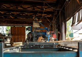woodworking machine in a barn