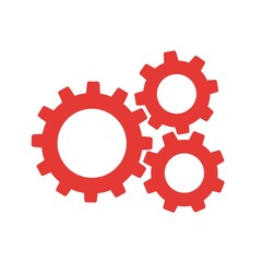 red gear icon vector illustration. gear symbol on white background