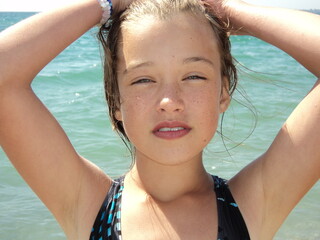 portrait of a girl in the sea