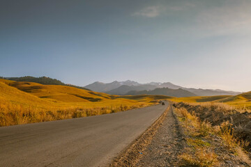 The road to the mountains of Kazakhstan