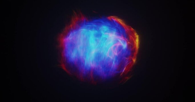 Abstract energy orb.  Energy in motion within a sphere object. exploding, surging power flexing and bursting with energy. Power ball container or storing energy.3D render, 4K loop