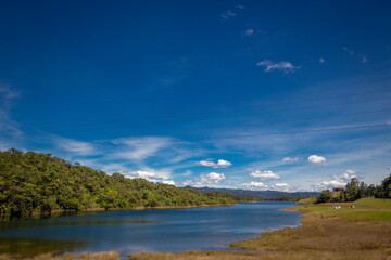 Landscape of the reservoir of Peñol and Guatapé located in Antioquia (Colombia)