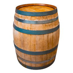 Wine barrel in cutout on white background