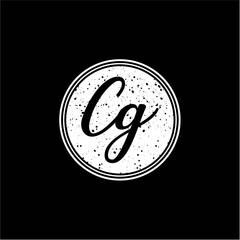 C G Initial Handwriting In Black and White Circle Frame Design