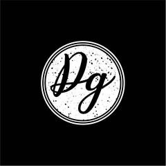 D G Initial Handwriting In Black and White Circle Frame Design