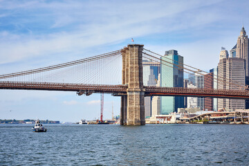Manhattan and Brooklyn Bridge on a sunny day, New York City, USA.