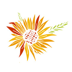 Sunflower digital design. Vector illustration.