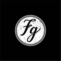 F G Initial Handwriting In Black and White Circle Frame Design