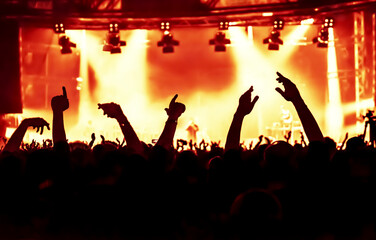 Fototapeta na wymiar crowd of people dancing in concert