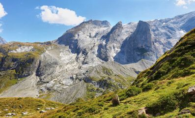 View of mountains in Vanoise national park of french alps, France