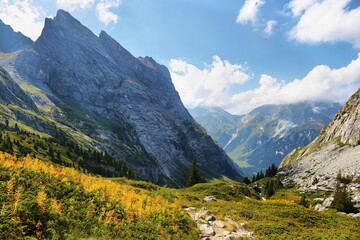 Fototapeta premium View of mountains in Vanoise national park of french alps, France