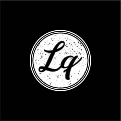 L Q Initial Handwriting In Black and White Circle Frame Design