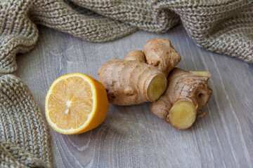 Ginger and lemon. Season of colds and infections.