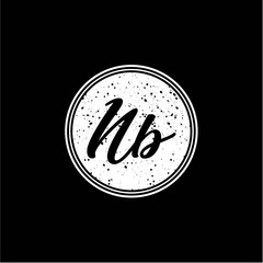 N B Initial Handwriting In Black and White Circle Frame Design