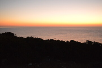 Sunrise over the coast on the beautiful Greek Island of Rhodes, Greece 