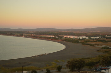 Sunrise over the coast on the beautiful Greek Island of Rhodes, Greece 