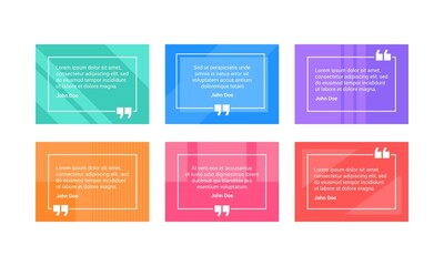 Colourful testimonial quote box frame vector set