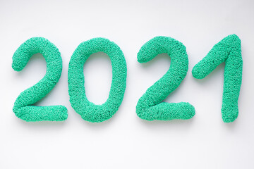 2021 date, number new year on white background 