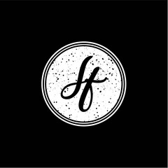 S F Initial Handwriting In Black and White Circle Frame Design