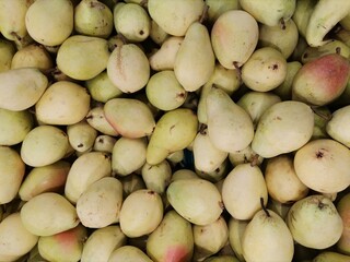 Organic and fresh pears sold at the market