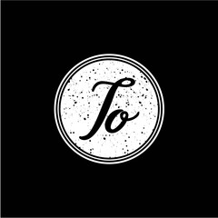 T O Initial Handwriting In Black and White Circle Frame Design