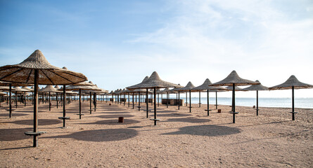 Empty beach during a Pandemic, the localization of the coronavirus.