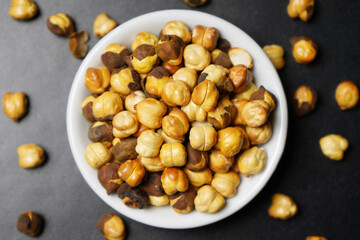close up of roasted chickpeas, indian 
