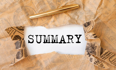 Summary word inscription, recap concept