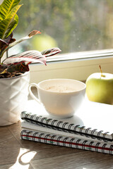 an empty coffee cup with the natural light