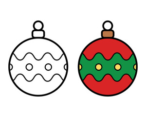Christmas ball icon on white background, vector illustration