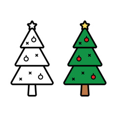 Christmas tree icon on white background, vector illustration