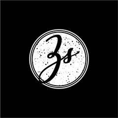Z S Initial Handwriting In Black and White Circle Frame Design