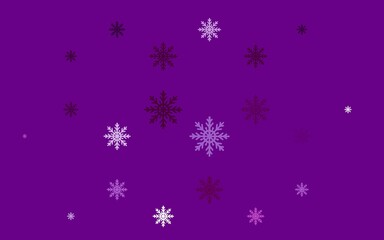 Light Purple vector template with ice snowflakes. Modern geometrical abstract illustration with crystals of ice. The pattern can be used for new year ad, booklets.
