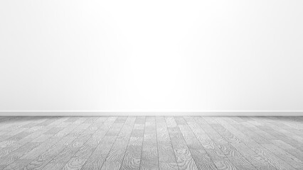 white empty room and wood parquet floor - Mock-up ,Perspective of minimal interior design. 3D rendering