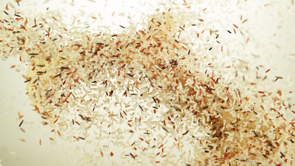 Rise raw pieces hitting up in the air