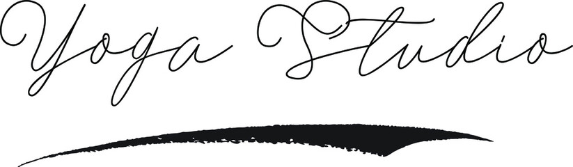 Yoga Studio Calligraphy White Color Text On Black Background