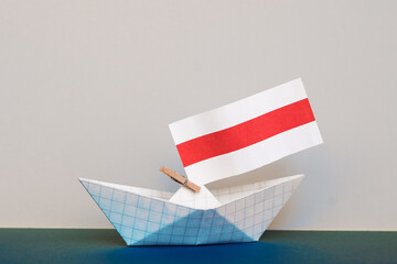 paper boat with the flag of belarus	
