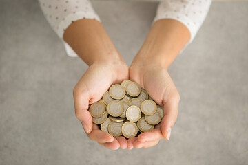 a handful of many coins