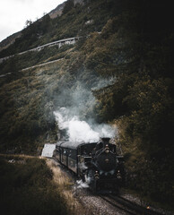 vintage train in the mountains