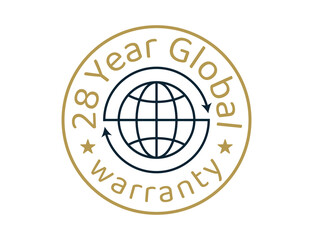 28 year global warranty images, 28 years worldwide warranty logos