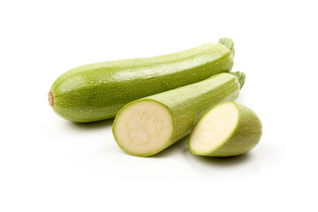 Fresh green zucchini, isolated on white background