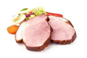 Smoked pork ham, isolated on white background