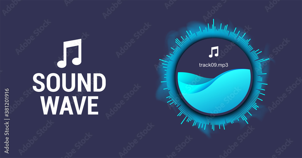 Aufkleber Circle spiral sound wave with rhythm line and dynamic motion effect. Abstract circle Voice assistant. Sound wave for microphone voice or sound recognition. AI assistant. Vector wave flow equalizer