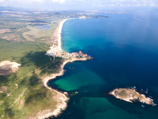 Fototapeta na wymiar Aerial view of Snake Island at Arkutino region, Bulgaria
