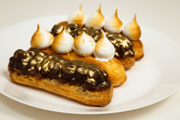 Exciting view of delicious eclairs