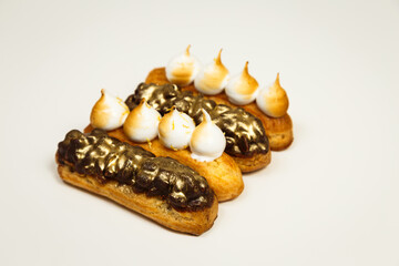 Exciting view of delicious eclairs
