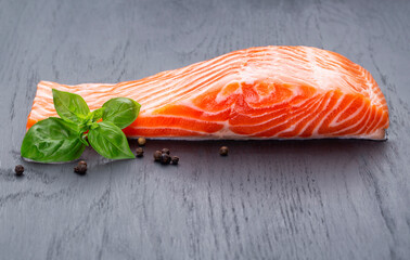  piece of raw fresh salmon